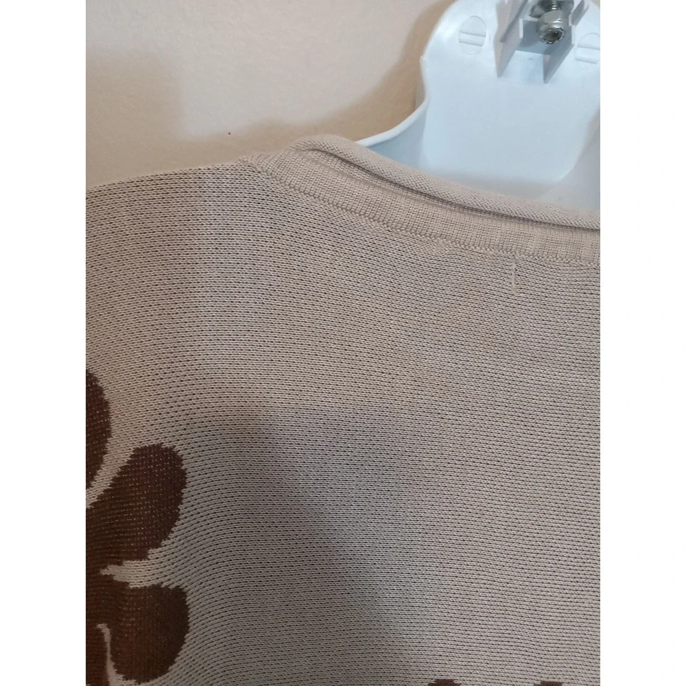 Ekouaer Light‎ Brown Dark Sunflowers Pajama Lounge Shorts/longleeve Knit Set S